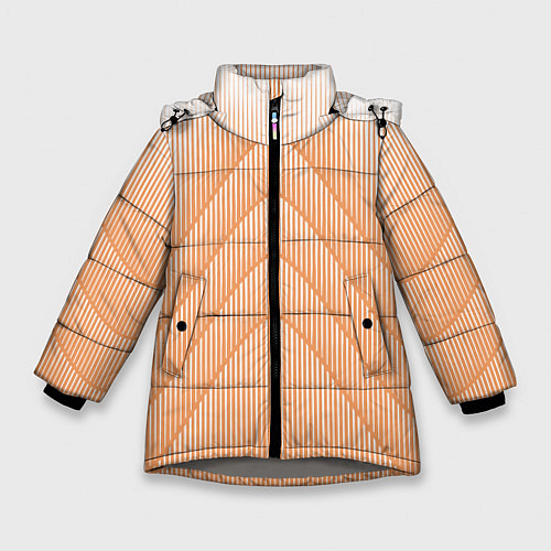 Зимняя куртка для девочки Полосатый оранжевый градиент / 3D-Светло-серый – фото 1