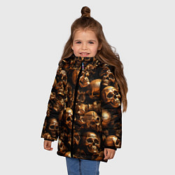 Куртка зимняя для девочки Медные черепа, цвет: 3D-черный — фото 2