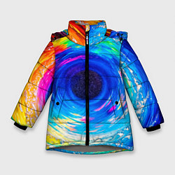 Куртка зимняя для девочки Портал водоворот в иное измерение, цвет: 3D-светло-серый