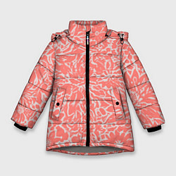 Зимняя куртка для девочки Цветочный персиковый