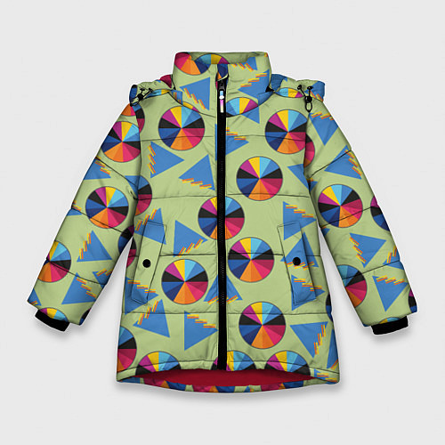 Зимняя куртка для девочки Круг и треугольник / 3D-Красный – фото 1