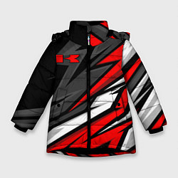 Куртка зимняя для девочки Kawasaki - red uniform, цвет: 3D-черный