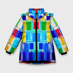 Куртка зимняя для девочки Colorful strips - pop art - vogue, цвет: 3D-черный