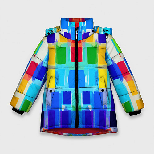Зимняя куртка для девочки Colorful strips - pop art - vogue / 3D-Красный – фото 1