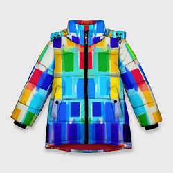 Куртка зимняя для девочки Colorful strips - pop art - vogue, цвет: 3D-красный