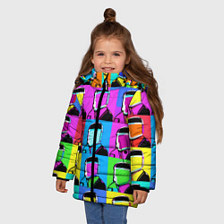 Куртка зимняя для девочки Pop art - abstraction - vogue, цвет: 3D-черный — фото 2