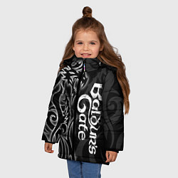 Куртка зимняя для девочки Балдурс гейт 3 - черный дракон, цвет: 3D-светло-серый — фото 2