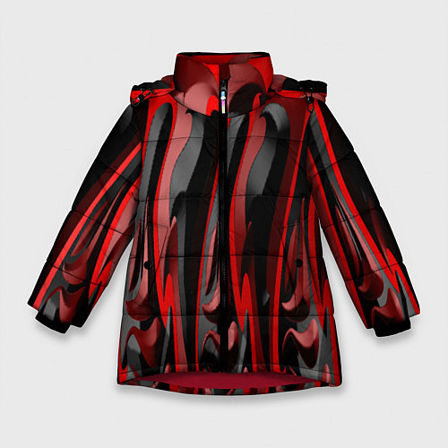 Зимняя куртка для девочки Пластик красно-черный / 3D-Красный – фото 1