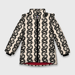 Куртка зимняя для девочки Абтракция Геометрический узор в этническом стиле, цвет: 3D-красный