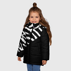 Куртка зимняя для девочки Полосы зебры с черным, цвет: 3D-черный — фото 2