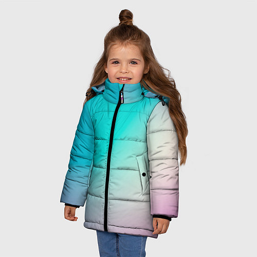 Зимняя куртка для девочки Розовоголубые цвета / 3D-Светло-серый – фото 3