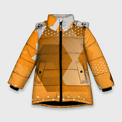 Куртка зимняя для девочки Яркий геометрический декоративный фон, цвет: 3D-черный