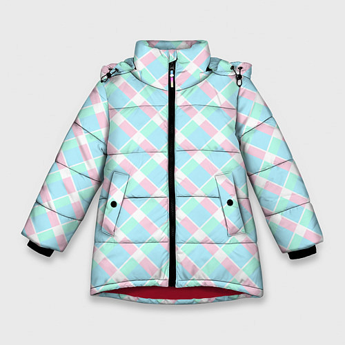 Зимняя куртка для девочки Клетка из фильма Барби / 3D-Красный – фото 1
