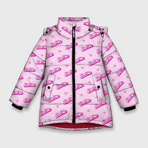 Зимняя куртка для девочки Паттерн - Барби и сердечки / 3D-Красный – фото 1