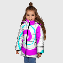 Куртка зимняя для девочки Тай-дай розовый, цвет: 3D-черный — фото 2