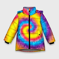 Куртка зимняя для девочки Тай-дай сочные цвета, цвет: 3D-светло-серый