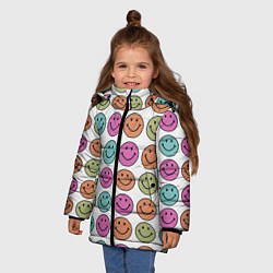 Куртка зимняя для девочки Smiley face, цвет: 3D-светло-серый — фото 2