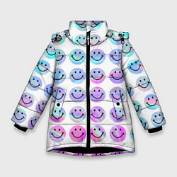 Куртка зимняя для девочки Smiley holographic, цвет: 3D-черный