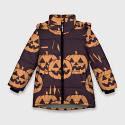 Куртка зимняя для девочки Фонарь джек в грандж стиле halloween тыква cartoon, цвет: 3D-светло-серый