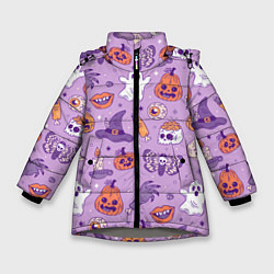 Куртка зимняя для девочки Halloween pattern арт, цвет: 3D-светло-серый