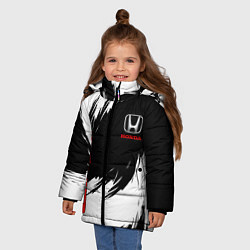 Куртка зимняя для девочки Honda - белые краски, цвет: 3D-черный — фото 2