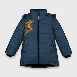 Куртка зимняя для девочки Золотой бегущий человек, цвет: 3D-черный