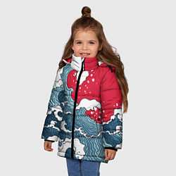 Куртка зимняя для девочки Страна восходящего солнца - большая волна, цвет: 3D-светло-серый — фото 2