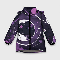 Куртка зимняя для девочки Фиолетовый космос - нейросеть, цвет: 3D-светло-серый