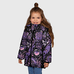 Куртка зимняя для девочки Ведьминский паттерн, цвет: 3D-светло-серый — фото 2