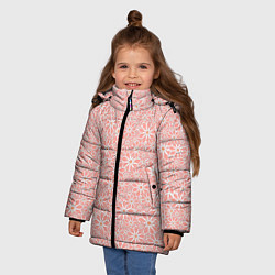 Куртка зимняя для девочки Цветочный паттерн нежный персиковый, цвет: 3D-светло-серый — фото 2