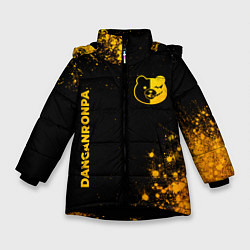 Зимняя куртка для девочки Danganronpa - gold gradient: надпись, символ
