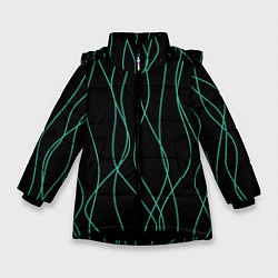 Куртка зимняя для девочки Чёрный с линиями, цвет: 3D-черный