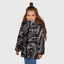 Куртка зимняя для девочки Абстракция тёмно-серый с красным, цвет: 3D-светло-серый — фото 2