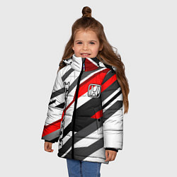 Куртка зимняя для девочки Honda - red and white, цвет: 3D-черный — фото 2