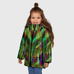 Куртка зимняя для девочки Абстрактный паттерн из полос, цвет: 3D-светло-серый — фото 2