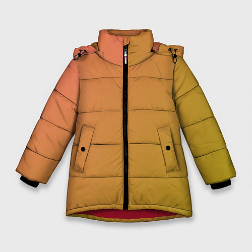 Зимняя куртка для девочки Градиент розово-зеленый груша / 3D-Красный – фото 1