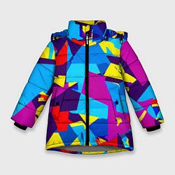 Куртка зимняя для девочки Полигональная композиция - поп-арт - нейросеть, цвет: 3D-светло-серый