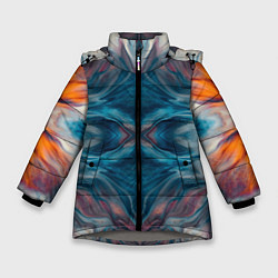 Куртка зимняя для девочки Абстрактные краски, цвет: 3D-светло-серый