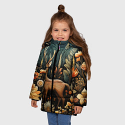 Куртка зимняя для девочки Лесной олень в стиле фолк-арт, цвет: 3D-красный — фото 2
