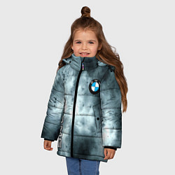 Куртка зимняя для девочки Bmw смок текстура, цвет: 3D-светло-серый — фото 2