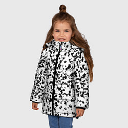 Куртка зимняя для девочки Пятнистый чёрно-белый паттерн, цвет: 3D-светло-серый — фото 2