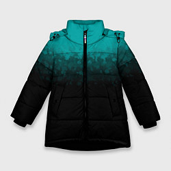 Зимняя куртка для девочки Градиент бирюзово-чёрный