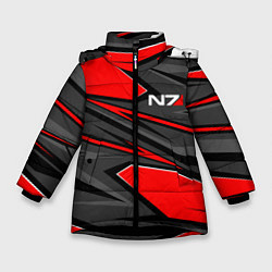 Куртка зимняя для девочки Mass Effect - черно-белый, цвет: 3D-черный