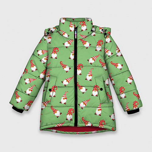 Зимняя куртка для девочки Гномы бородачи / 3D-Красный – фото 1