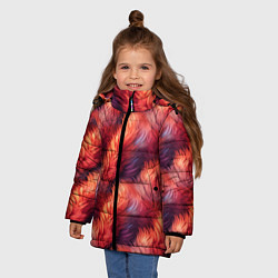 Куртка зимняя для девочки Красный мех паттерн, цвет: 3D-черный — фото 2