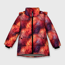 Куртка зимняя для девочки Красный мех паттерн, цвет: 3D-светло-серый