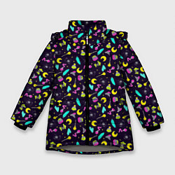 Куртка зимняя для девочки Неоновая ведьмочка, цвет: 3D-светло-серый