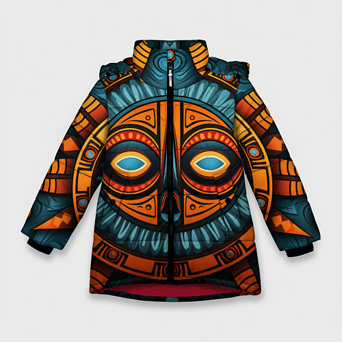 Зимняя куртка для девочки Орнамент в африканском стиле / 3D-Красный – фото 1