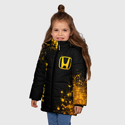 Куртка зимняя для девочки Honda - gold gradient: надпись, символ, цвет: 3D-черный — фото 2