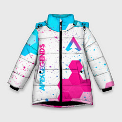 Куртка зимняя для девочки Apex Legends neon gradient style вертикально, цвет: 3D-черный